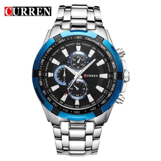 CURREN 8023 Analog Watch for Men - Silver Blue & Black