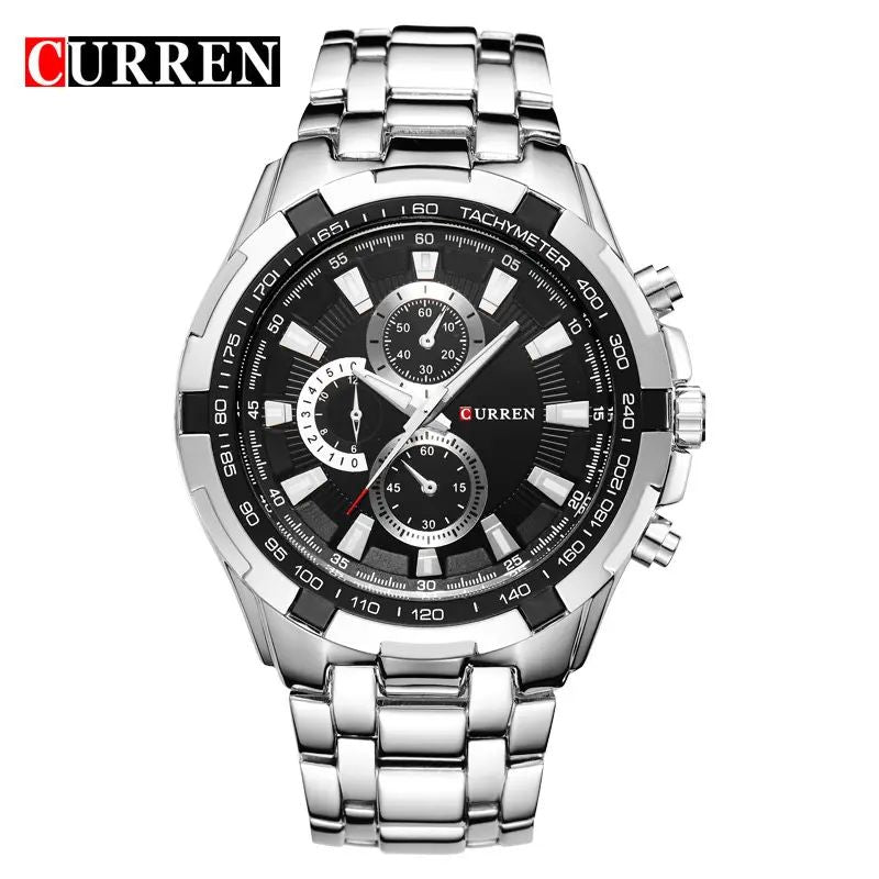 CURREN 8023 Analog Watch for Men - Silver & Black