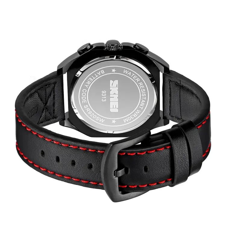 SKMEI 9313 Luxury Unique Design Mens Quartz Watch- Black