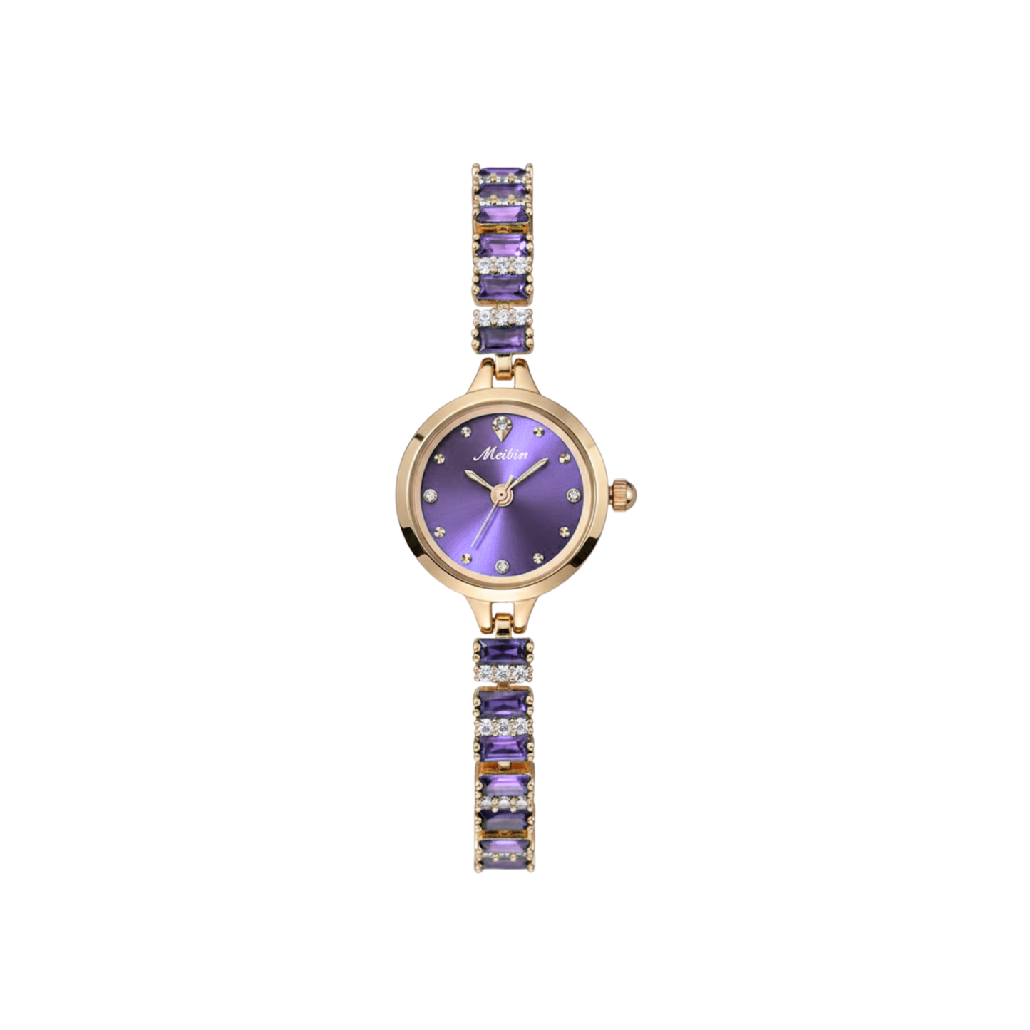 MEIBIN M1690L Luxury Crystal Bracelet Ladies Watch-Lavender
