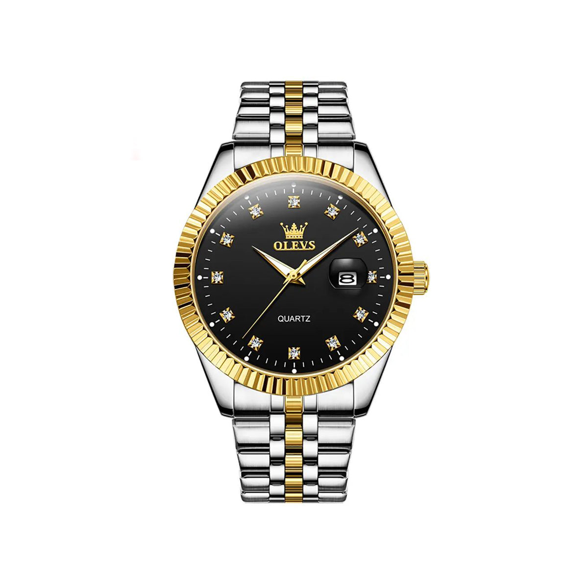 OLEVS 5526 High Quality Luxury Quartz Men's Watch- Silver Black