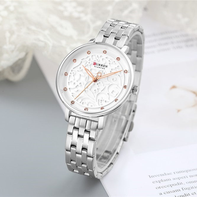 Curren C9046L Stainless Steel Analog Watch for Women - Silver