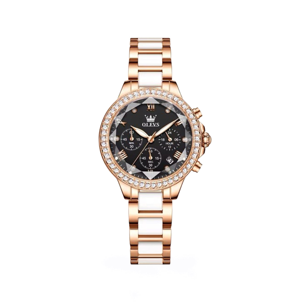 OLEVS 9999 Fashionable Watch for Woman-White & Black