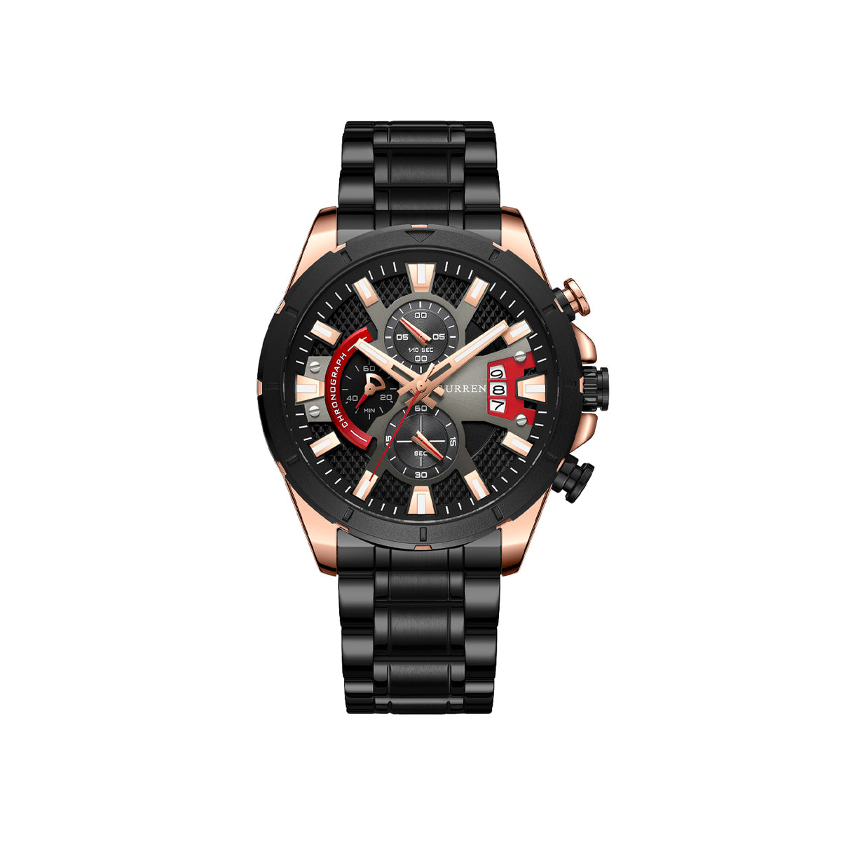 CURREN 8401 Stainless Steel Wrist Watch for Men - Black & Rose Gold