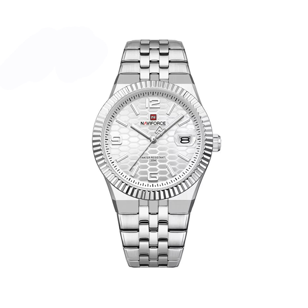 NAVIFORCE 9277 Stylish Analog Quartz Men’s Watch with Durable Stainless Steel Strap and Water Resistance- Silver