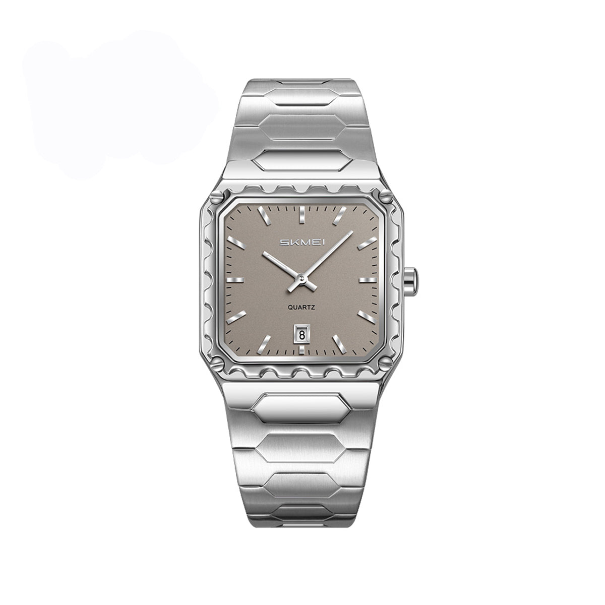 SKMEI 9383 Luxury stainless steel 30M Waterproof Quartz Men’s Watch- Silver Light Gray