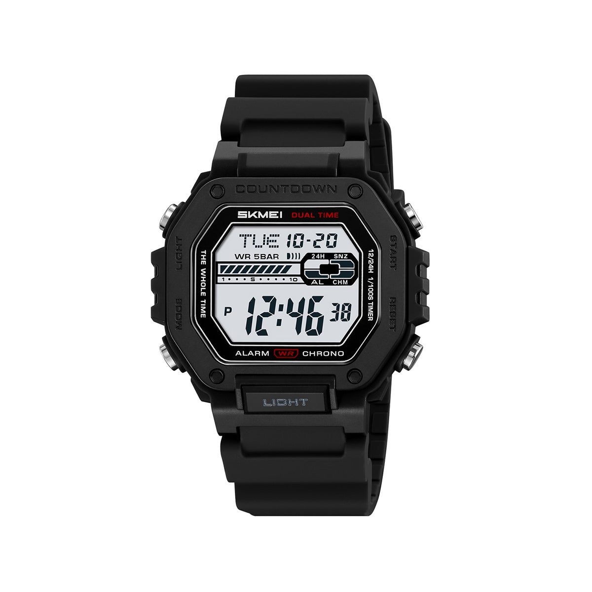 SKMEI 2523 Waterproof Multi-Functional digital sports watch- Black (Positive Display)