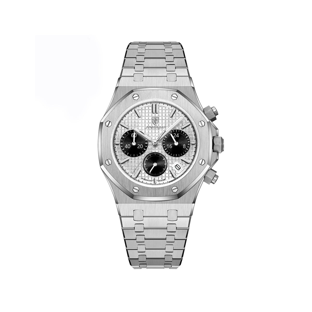 Poedagar 926 Chronograph Stainless Steel Waterproof Men’s Watch – Silver White