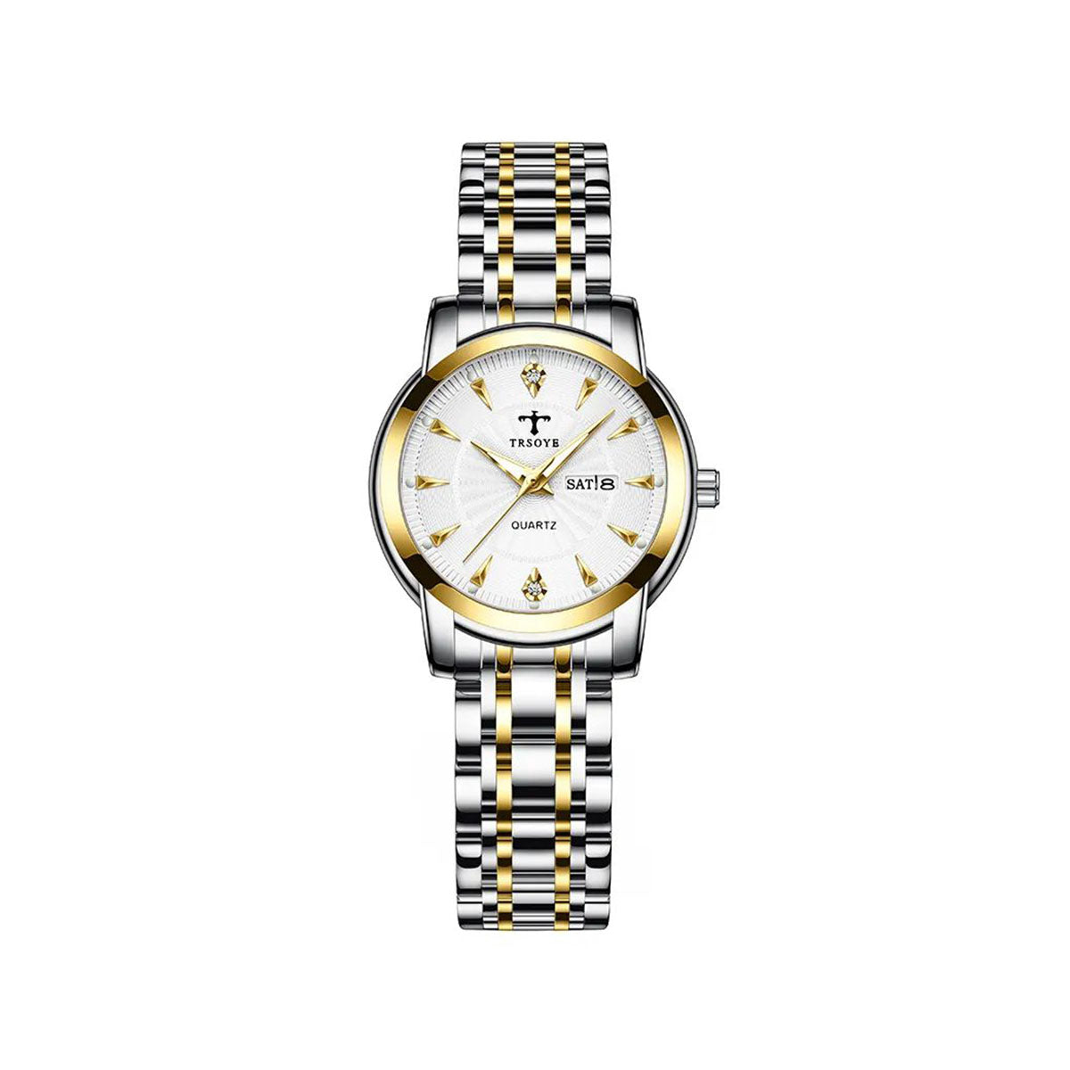 Trsoye 8801 Luxury Design Elegant Watch For Women- Silver Gold