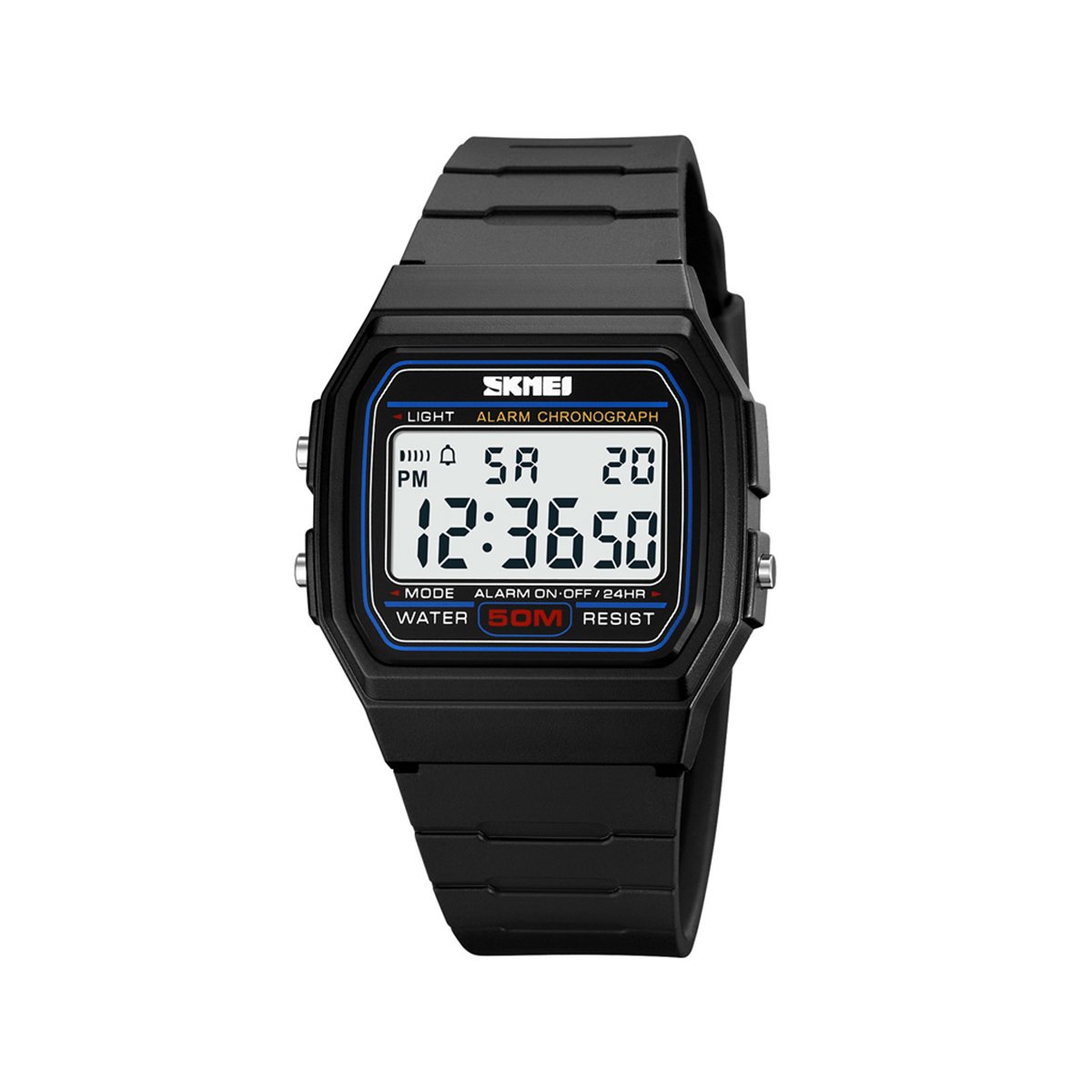 SKMEI 2042 Classic Retro ultra-Thin Digital 5BAR waterproof Watch- Black