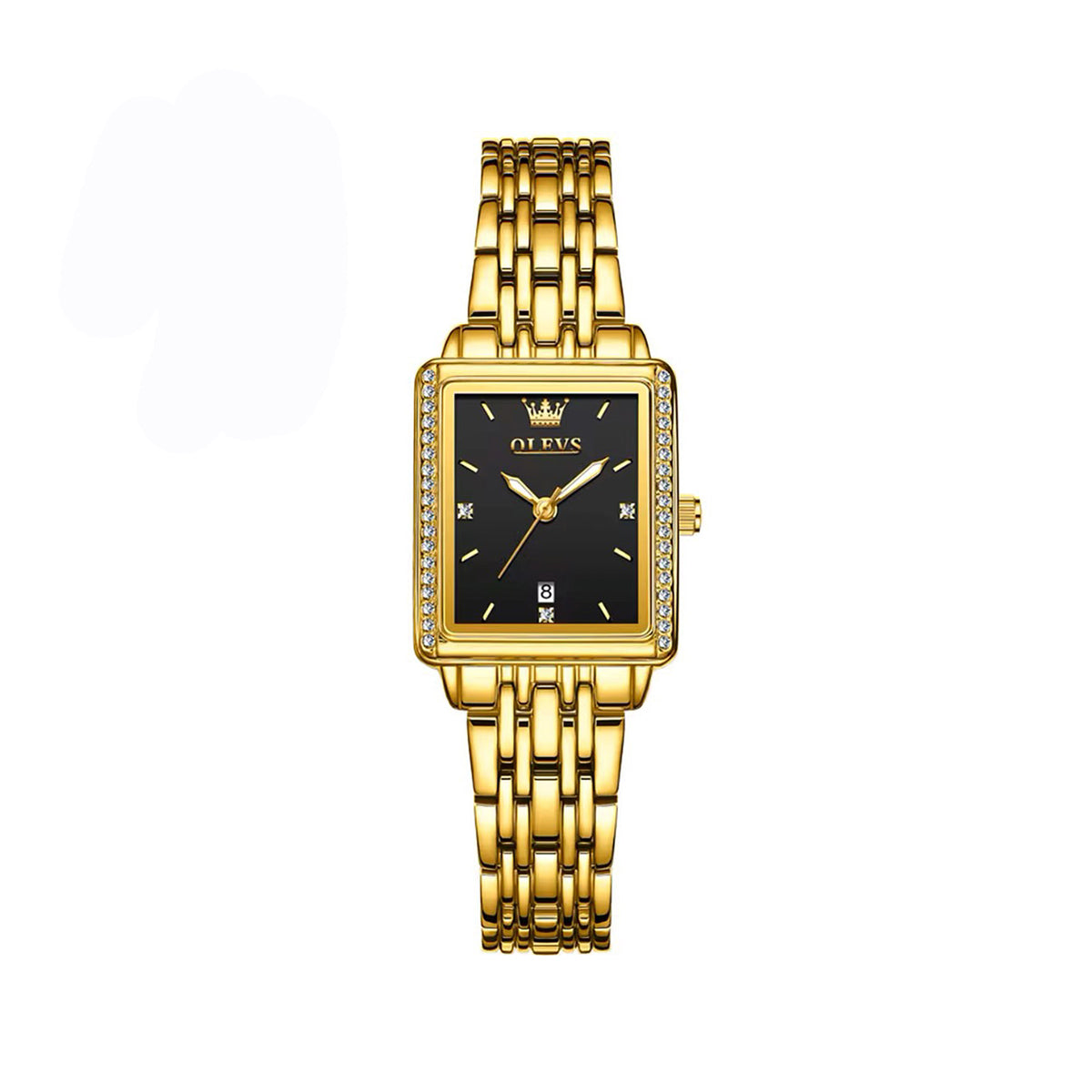 OLEVS 9995 Square Shape Watch for Woman-Gold & Black