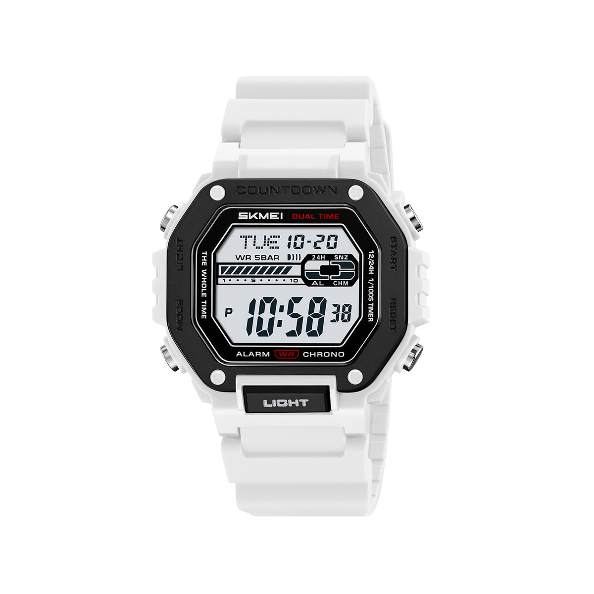 SKMEI 2523 Waterproof Multi-Functional digital sports watch- White