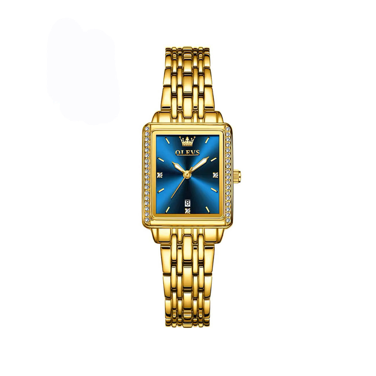 OLEVS 9995 Square Shape Watch for Woman-Gold & Blue