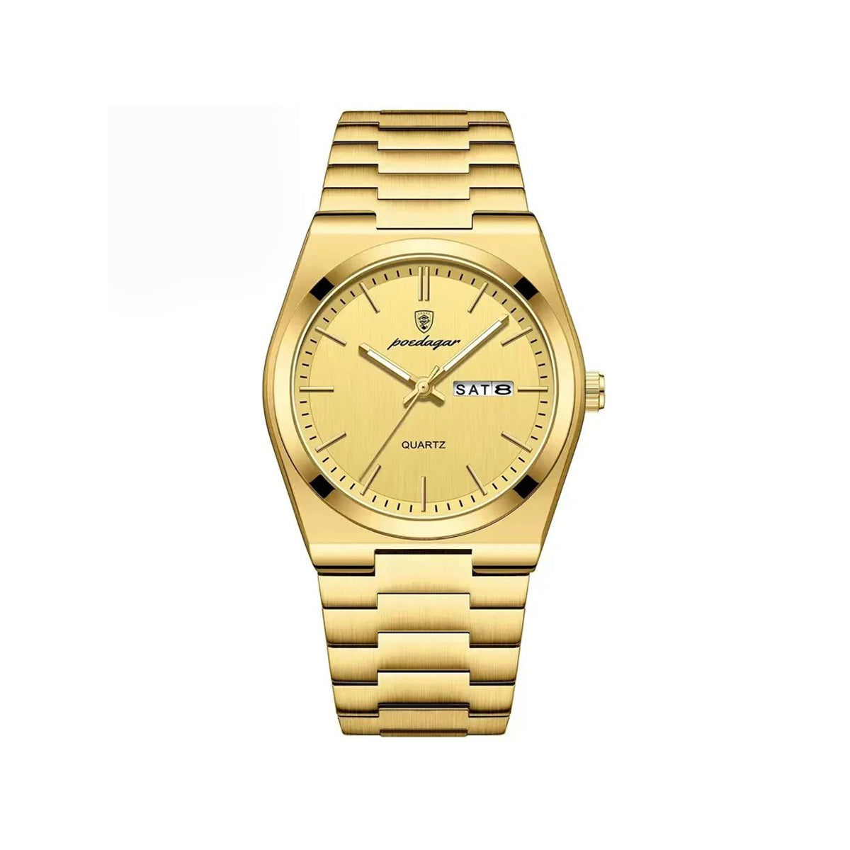 POEDAGAR 930 Business Luminous Stainless Steel Quartz Men's Watch- Gold