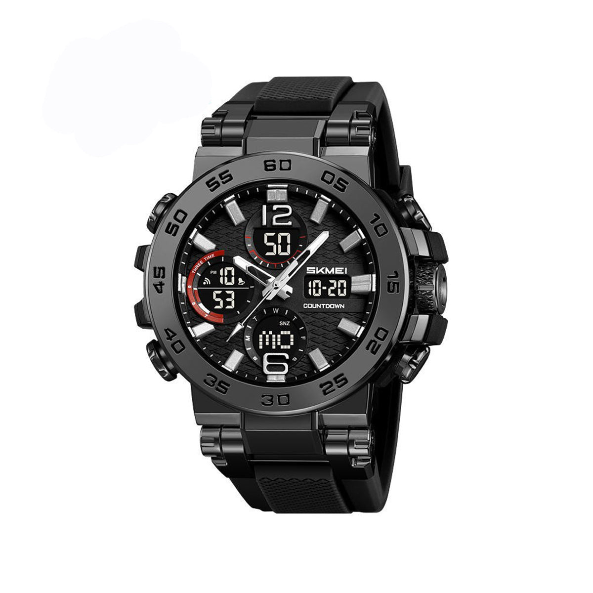 SKMEI 2499 Dual Display Analog Digital LED Electronic Quartz Waterproof Wristwatch- Black