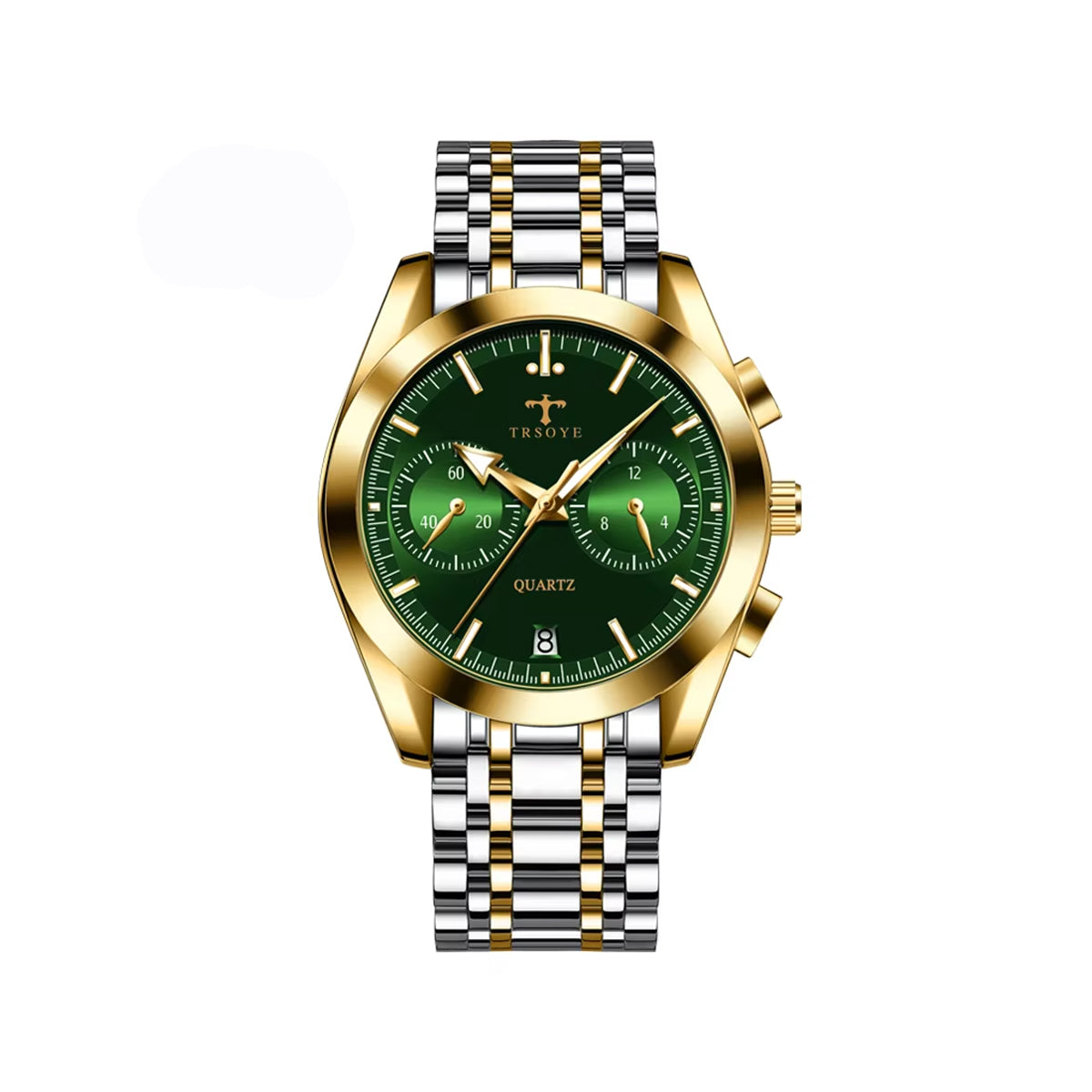 TRSOYE 6609 Stainless steel Active Chronograph Premium Men's watch- Silver Gold & Green