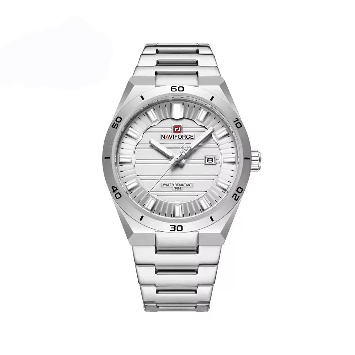 Naviforce 9268 Men’s Trendy Analog Watch with Reliable Quartz Movement- Silver