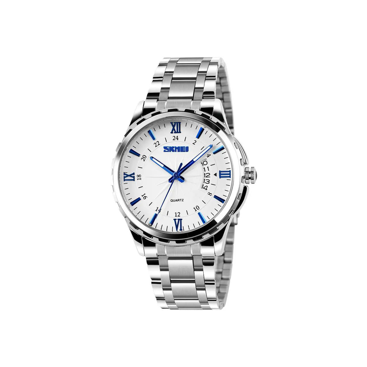 Skmei 9069 luminous needles stainless luxury Men’s watch- Silver