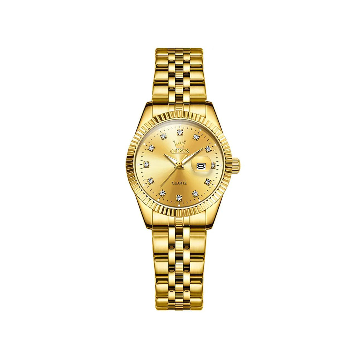 OLEVS 5526 High Quality Luxury Quartz Woman Watch- Gold