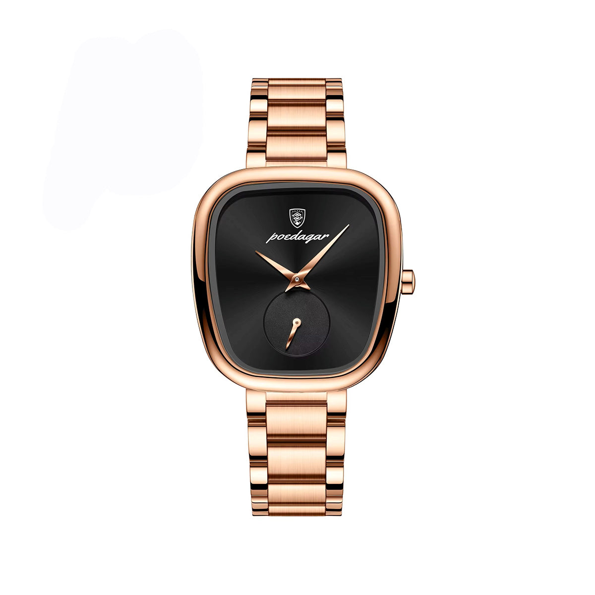 Poedagar 783 New Unique Design Stainless Steel Ladies Watch-Rose Gold & Black