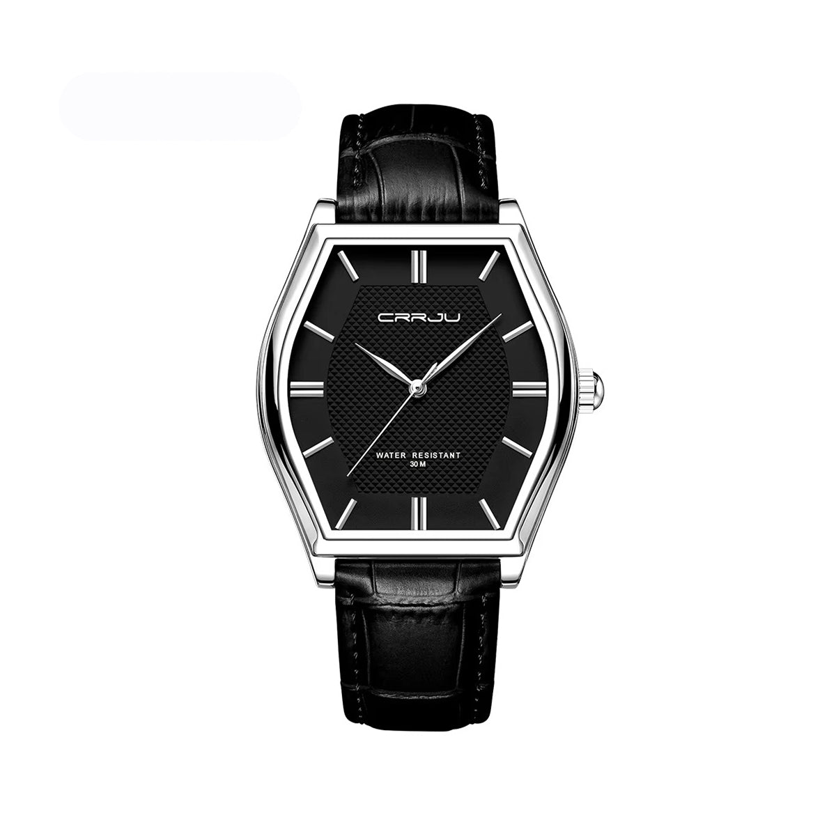 CRRJU 5020 Casual Quartz Leather Belt Men’s Watch- Black