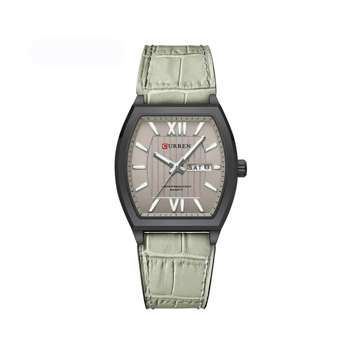 Curren 8478 Elegant Calendar Luminous Leather Strap Retro Men’s Watch- Grey