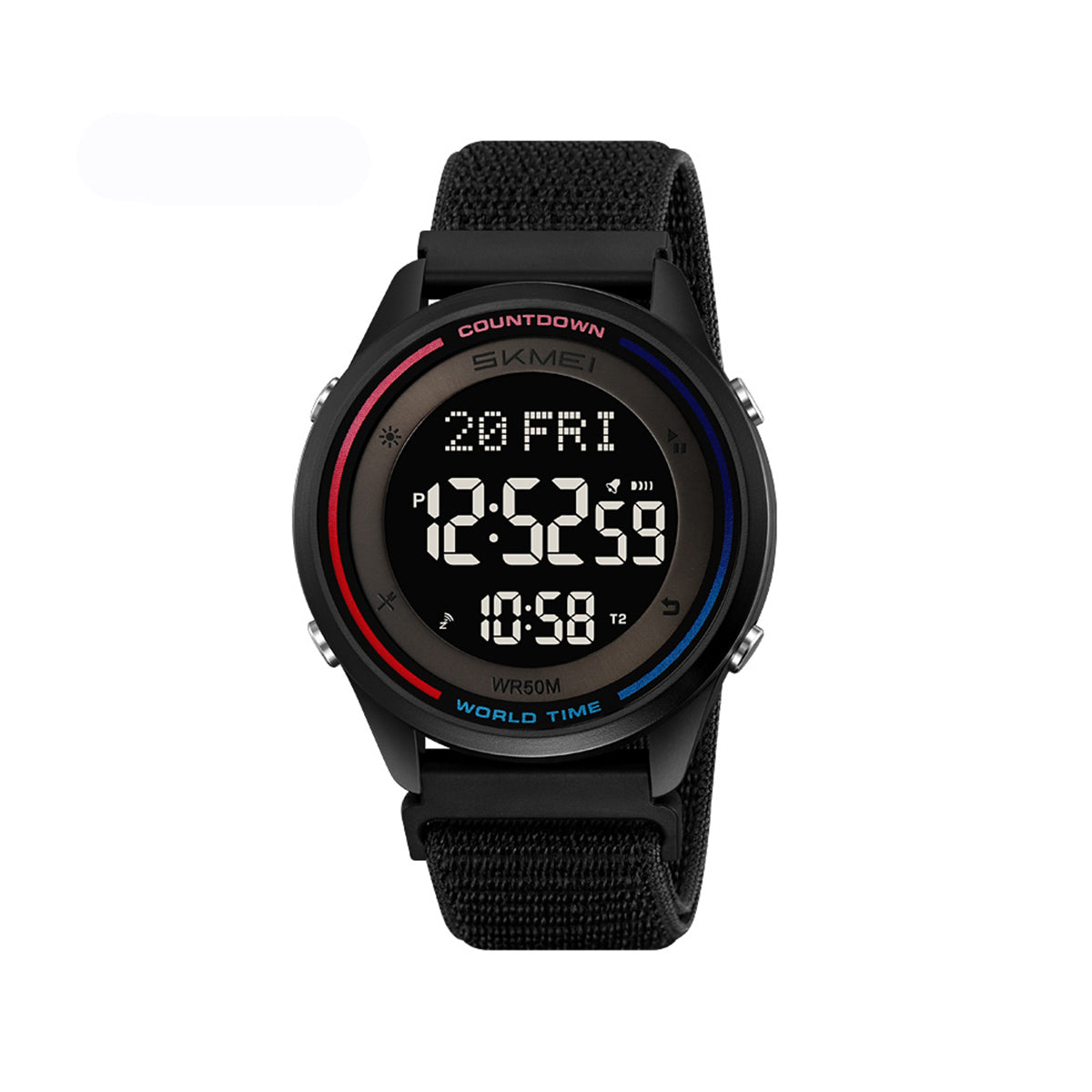 SKMEI 2412 Nylon Band Fashion Wristwatch Digital Men's Waterproof Sports Watch - Black