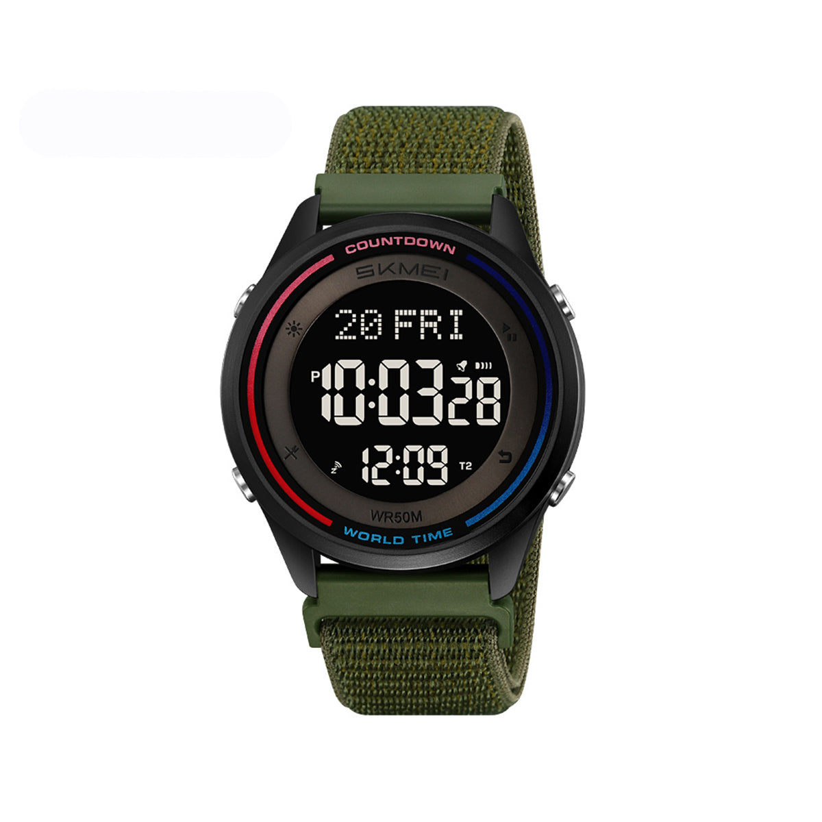 SKMEI 2412 Nylon Band Fashion Wristwatch Digital Men's Waterproof Sports Watch - Green