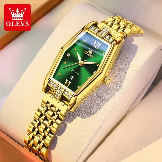 OLEVS 3699 Luxury Fashion Luminous Ladies Watch-Gold Green