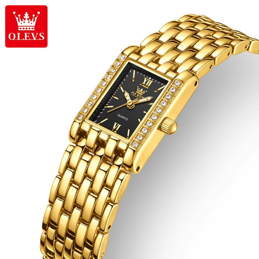 OLEVS 3700 New Elegant Quartz Ladies Watch-Gold Black