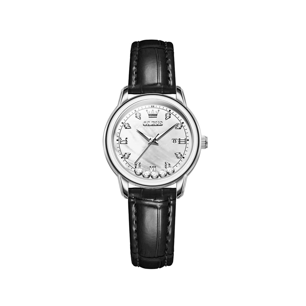 OLEVS 9981 Casual Leather Belt Ladies Watch-Black