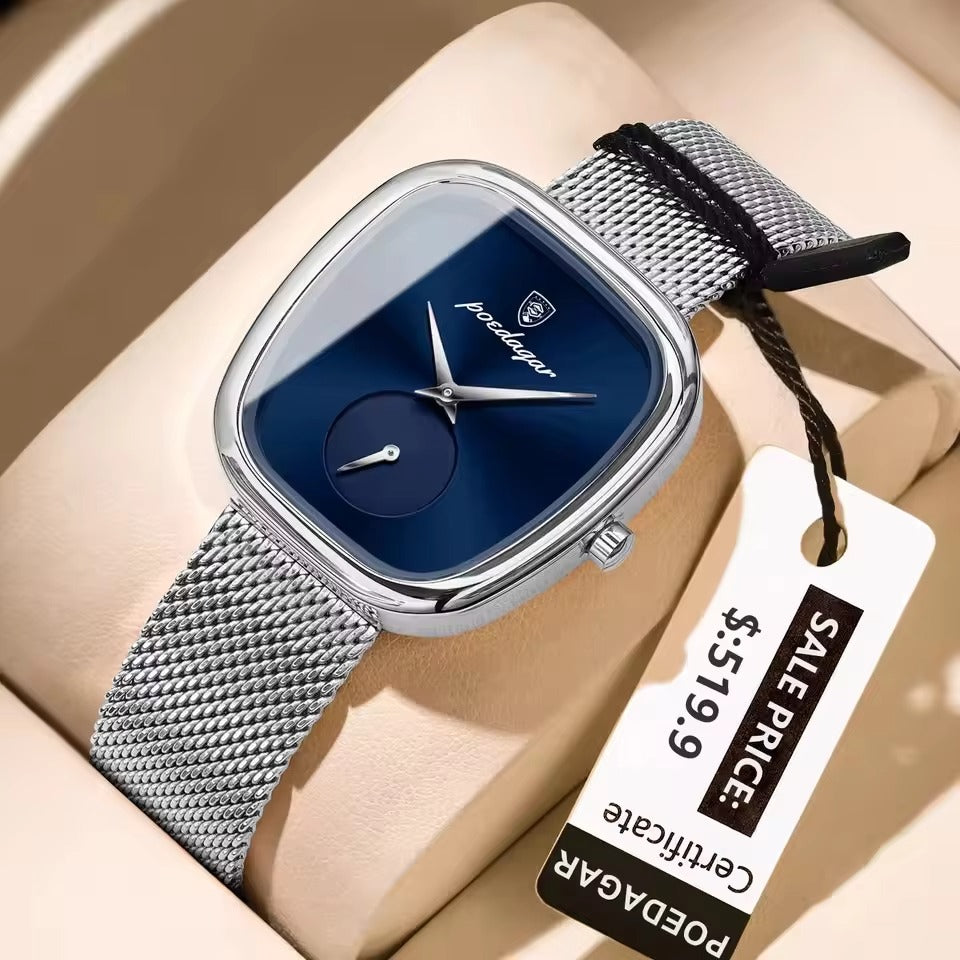 POEDAGAR 783 New Quartz Unique Ladies Watch-Silver Blue