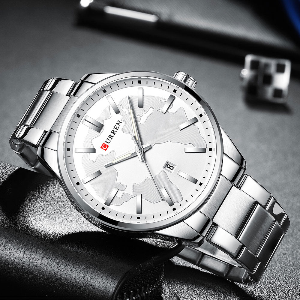 CURREN 8366 Stainless Steel Quartz Watch for Men - Silver