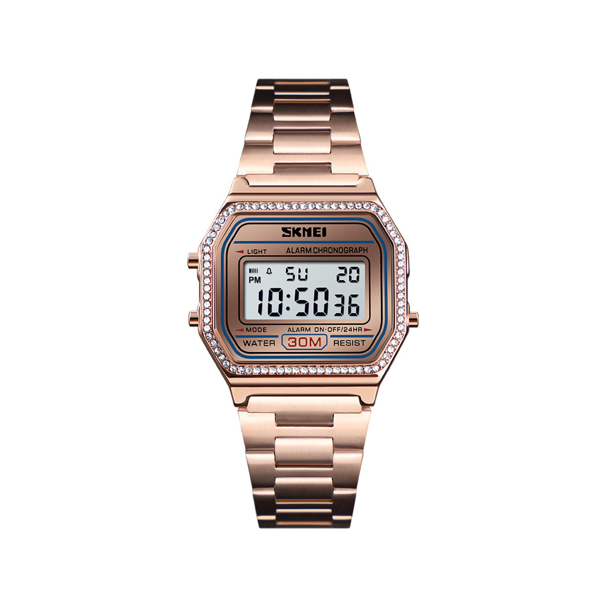 SKMEI 1474 Stainless Steel Digital Watch For Women-Rose Gold