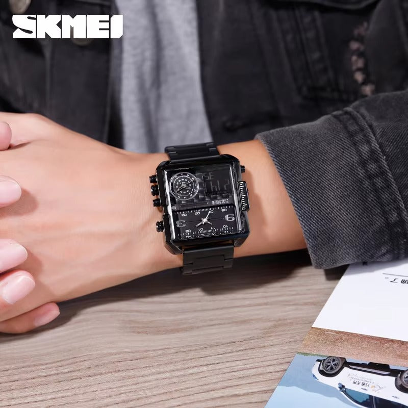 SKMEI 1584 Unique Design Digital Analog Men's Watch-Black