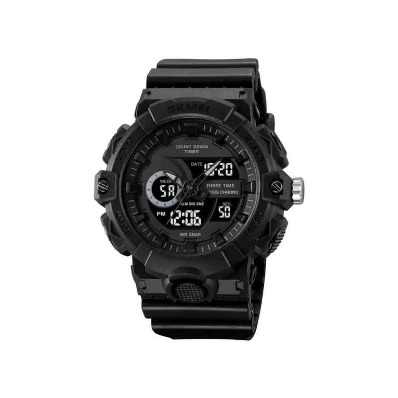 SKMEI 2225 Dual Display LED 50M Waterproof Sports Digital Quartz Watch for Men’s-Black