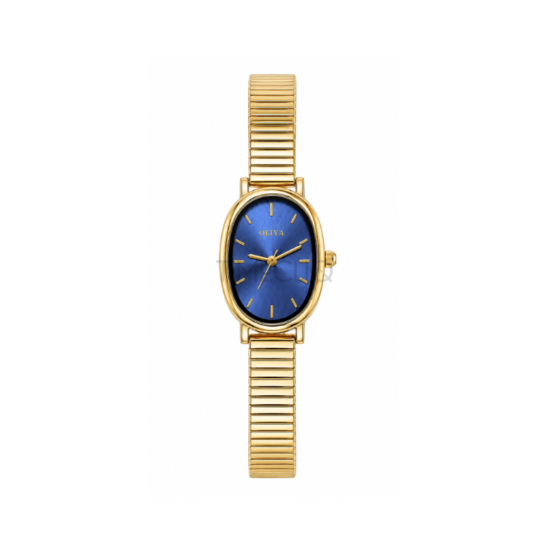 OLIYA 2015 Vintage Oval Watch Golden Chain Edition-Blue Dial