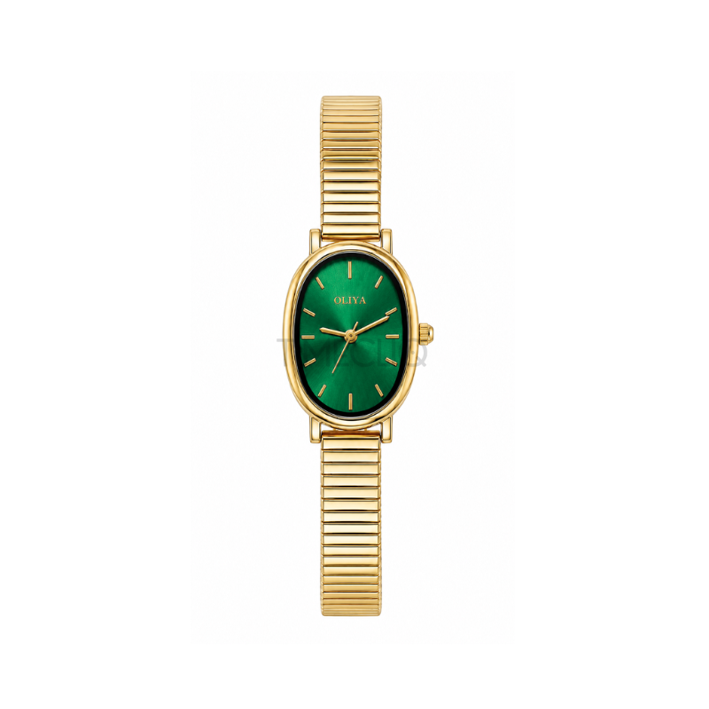 OLIYA 2015 Vintage Oval Watch Golden Chain Edition-Green Dial