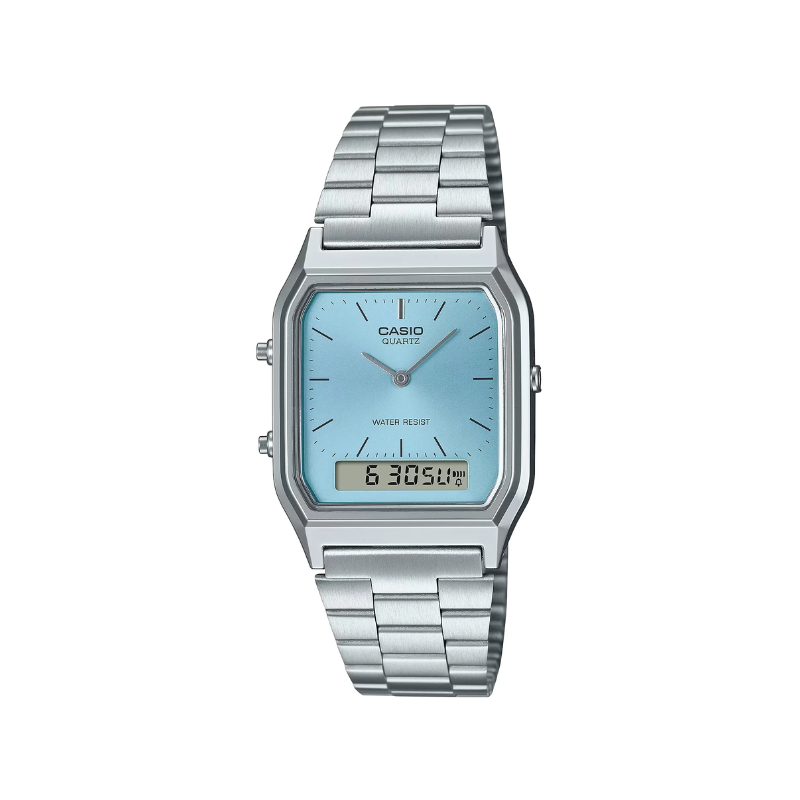 Casio AQ-230A-2A1MQYDF Vintage Dual Time Chain Watch