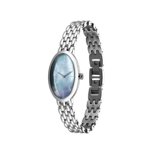 Titan 95246SM01 Aura Quartz Mother of Pearl Dial Watch for Women