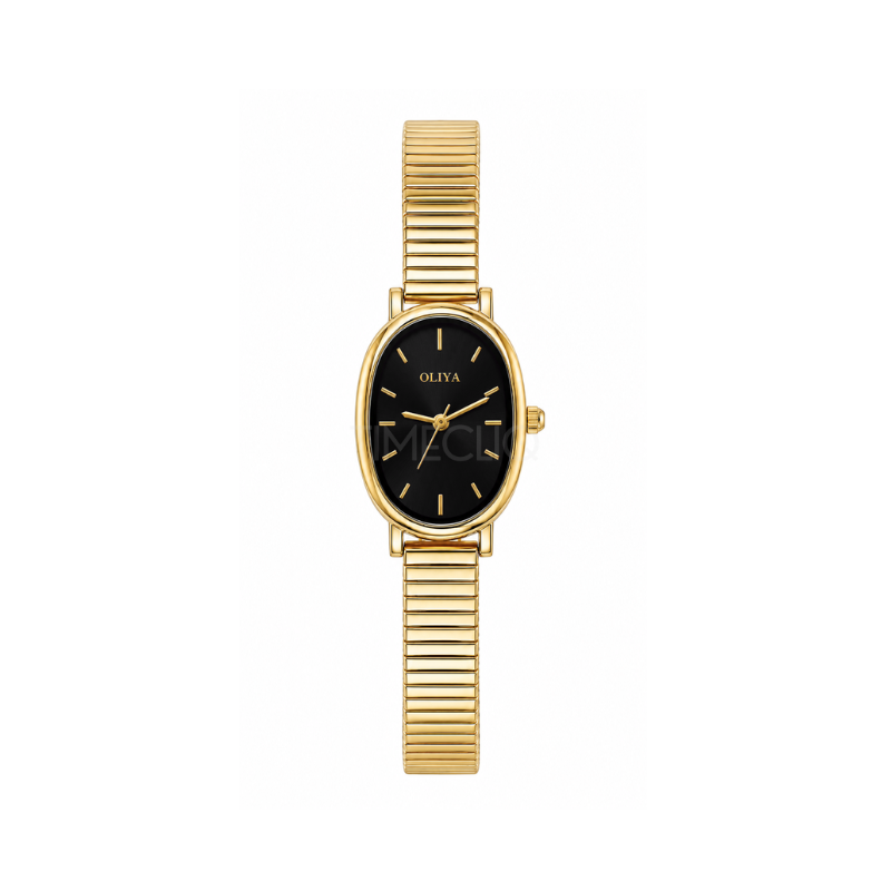 OLIYA 2015 Vintage Oval Watch Golden Chain Edition-Black Dial