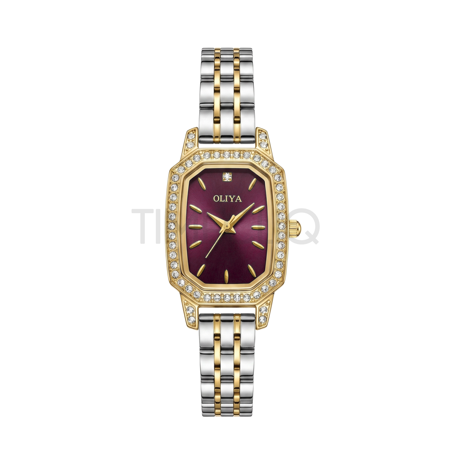 Oliya 2002 Elegant Women’s Two-Toned Watch – Purple Dial | Stylish Ladies Watch