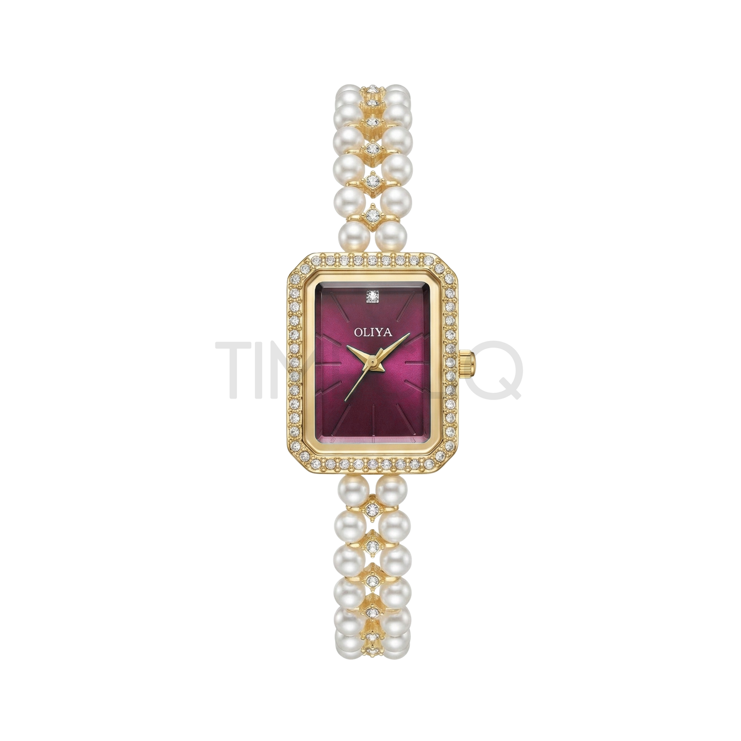 Oliya 186 Women’s Luxury Pearl Bracelet Watch – Deep Pink Dial | Elegant Ladies Wristwatch
