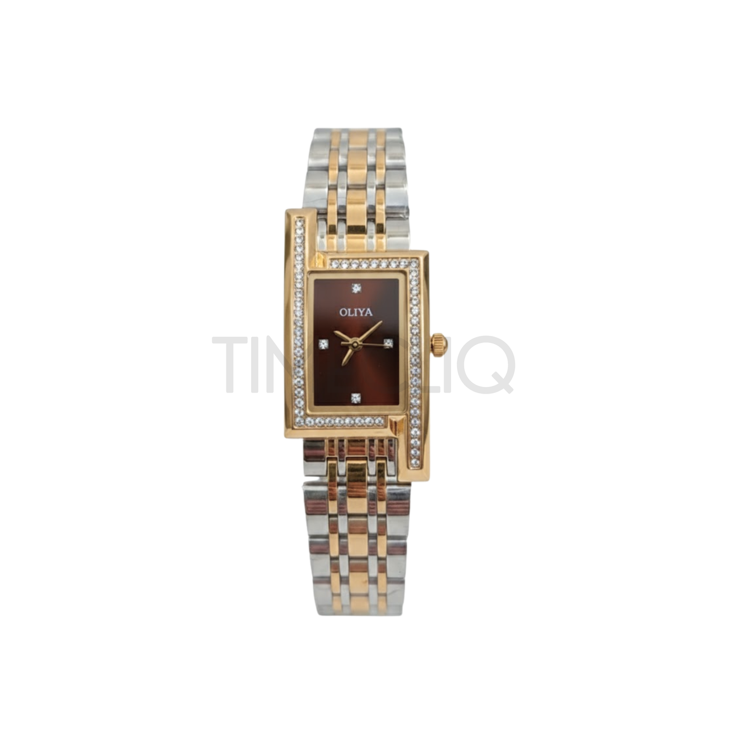 Oliya 6818 Luxury Two Toned Ladies Watch- Brown Dial