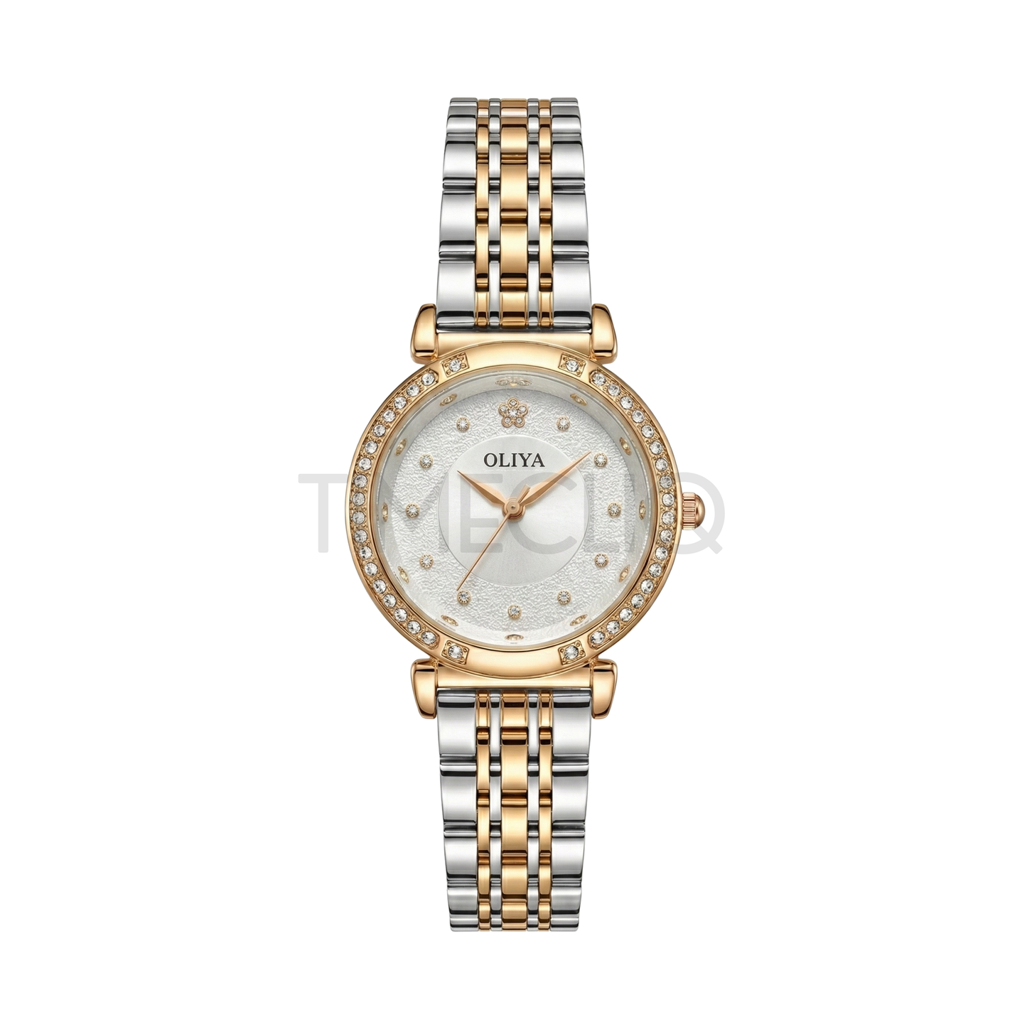 Oliya 701 Trendy Ladies Fashion Gold Watch- White Dial
