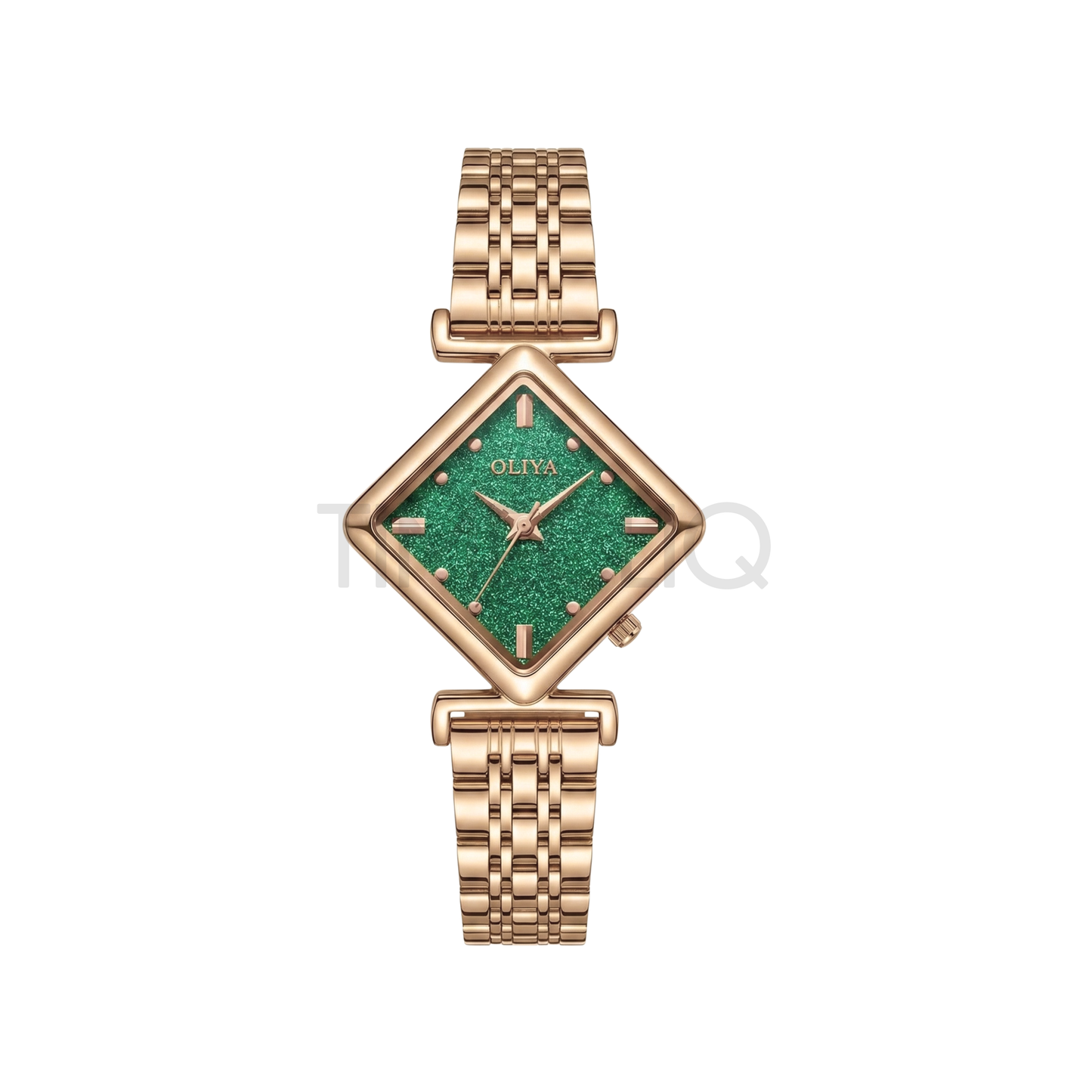 Oliya 886819 Women’s Luxury Rose Gold Bracelet Watch with Green Glitter Dial