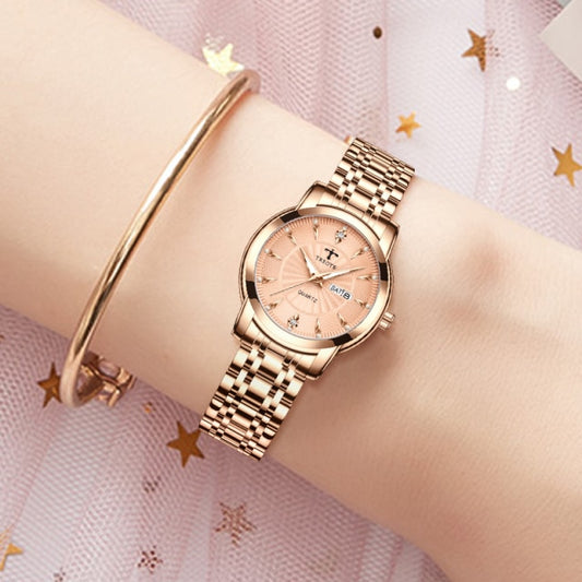 Trsoye 8801 Luxury Design Elegant Watch For Women- Rose Gold