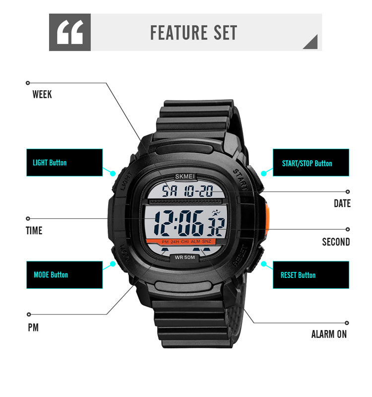 Skmei 1657 Men’s Sports Watch - Black