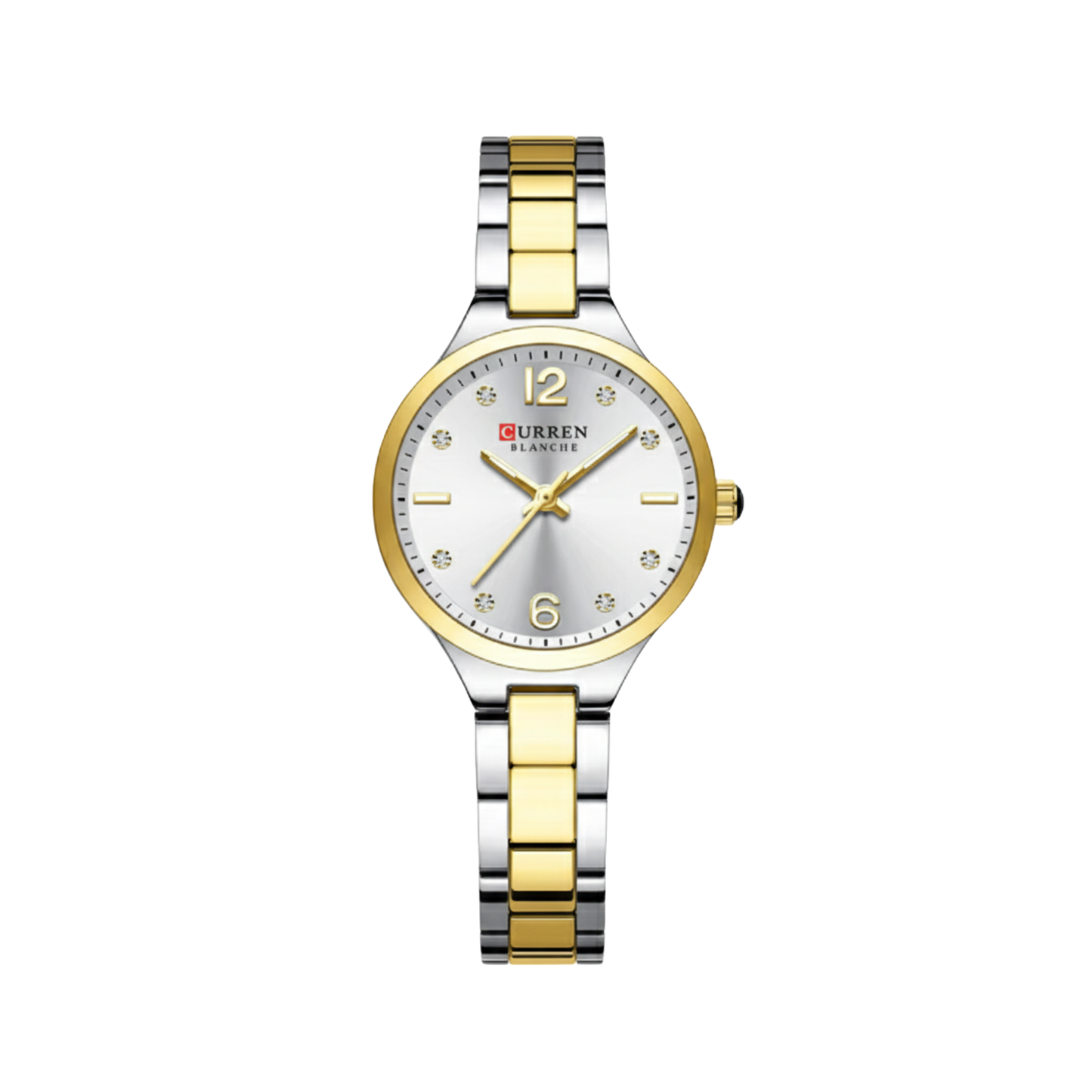 Curren 9105 Elegant Fashion Diamond Ladies Watch-Gold White