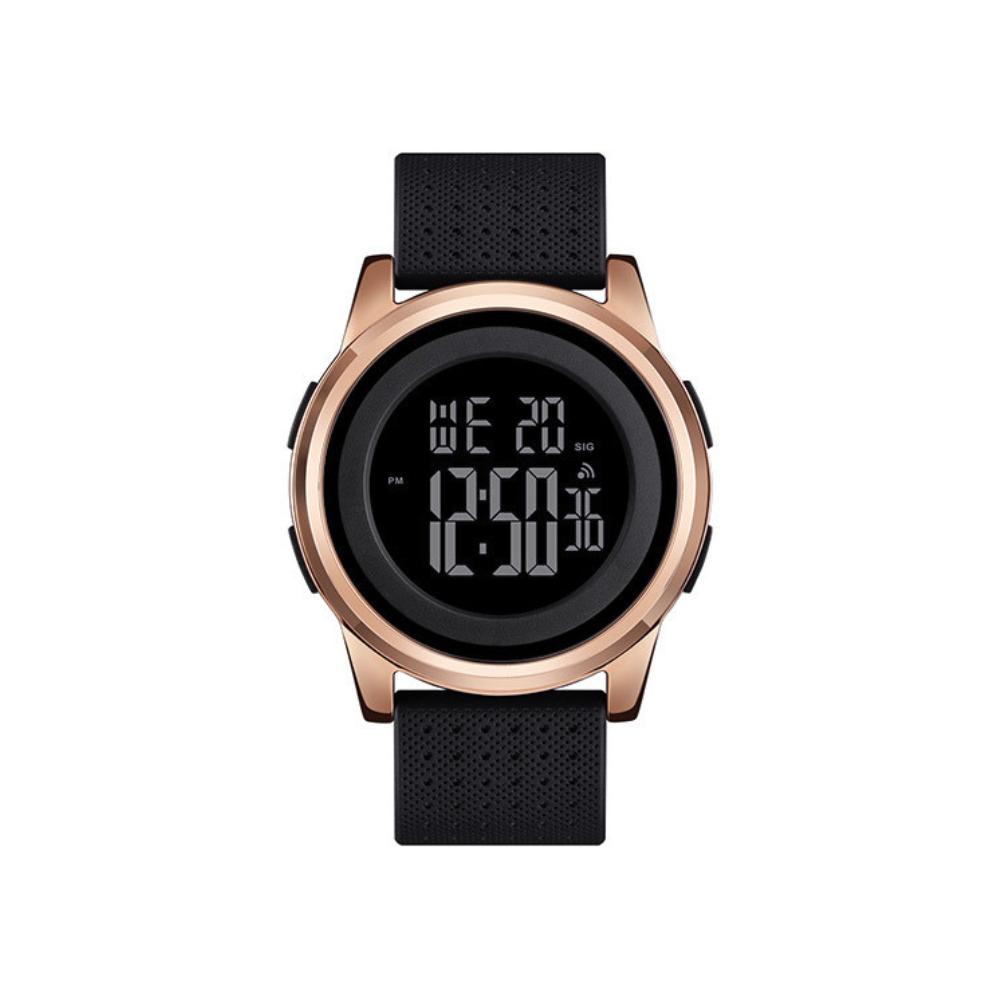 SKMEI 1502 Silicon strap resin glass 5 ATM waterproof digital watch for Men’s- Black Copper